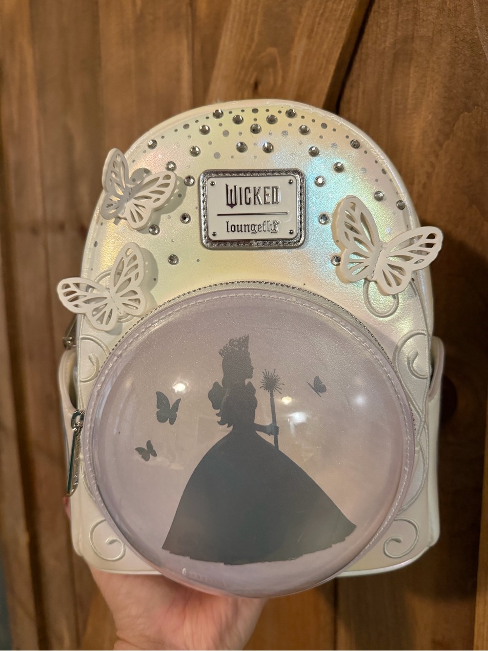 Wicked Glinda Bubble Loungefly Iridescent White Pearl Fairy Dome Mini Backpack